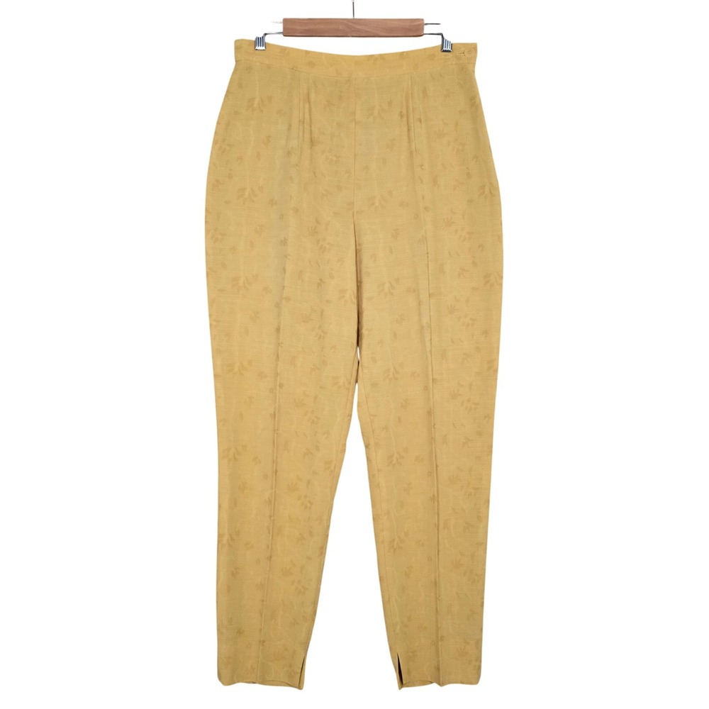 Contraire by Louis Feraud Women's Yellow Floral Jacquard Tapered Pant 10